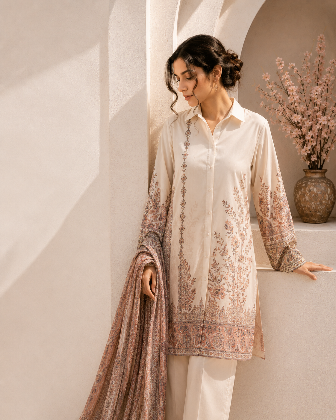 Kashmiri Embroidered Shawl Set