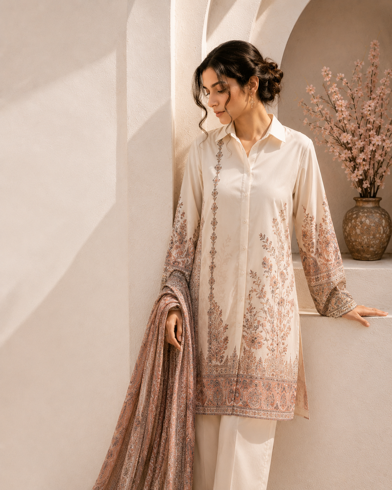 Kashmiri Embroidered Shawl Set